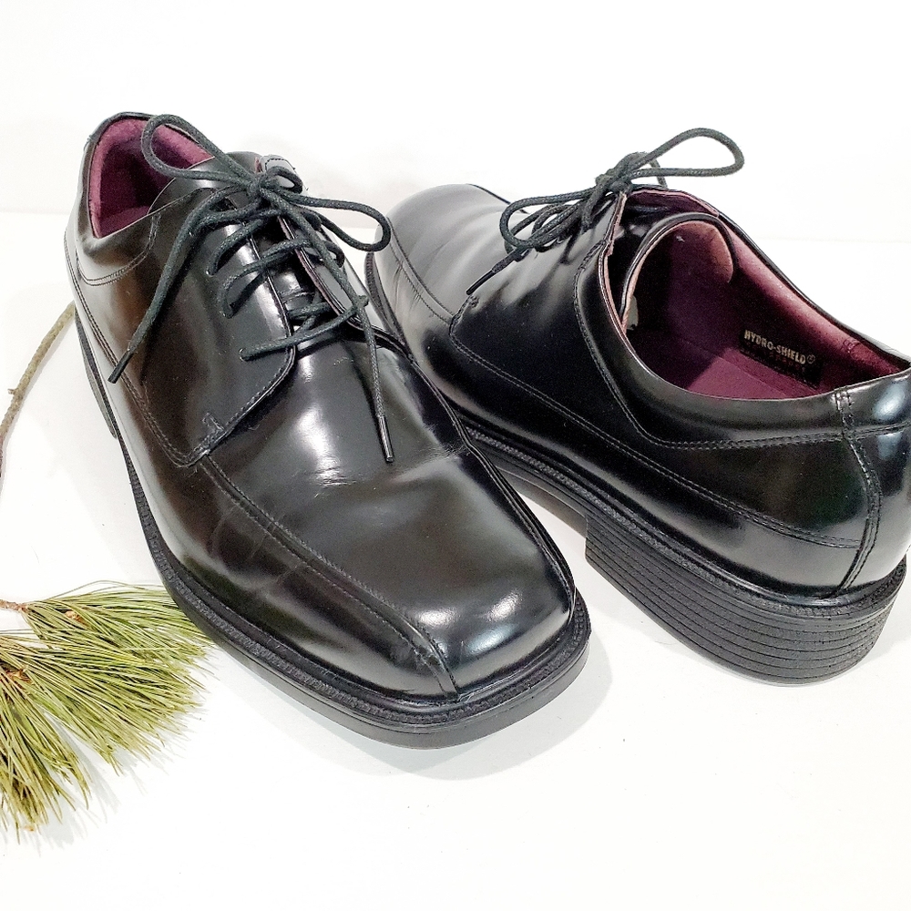 Rockport Bike Toe Oxford Black Leather Men Size 10 - Picture 3 of 13